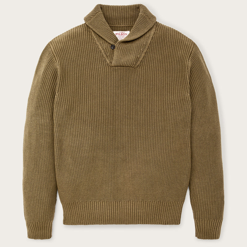 Vintage cotton shawl neck sweater par Filson | Cork (Beige)