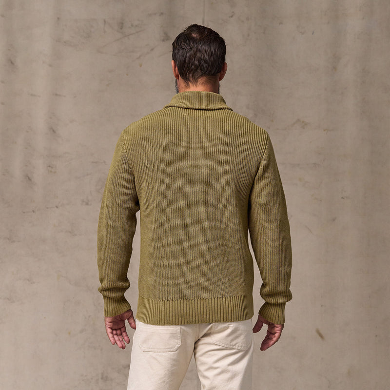 Vintage cotton shawl neck sweater par Filson | Cork (Beige)