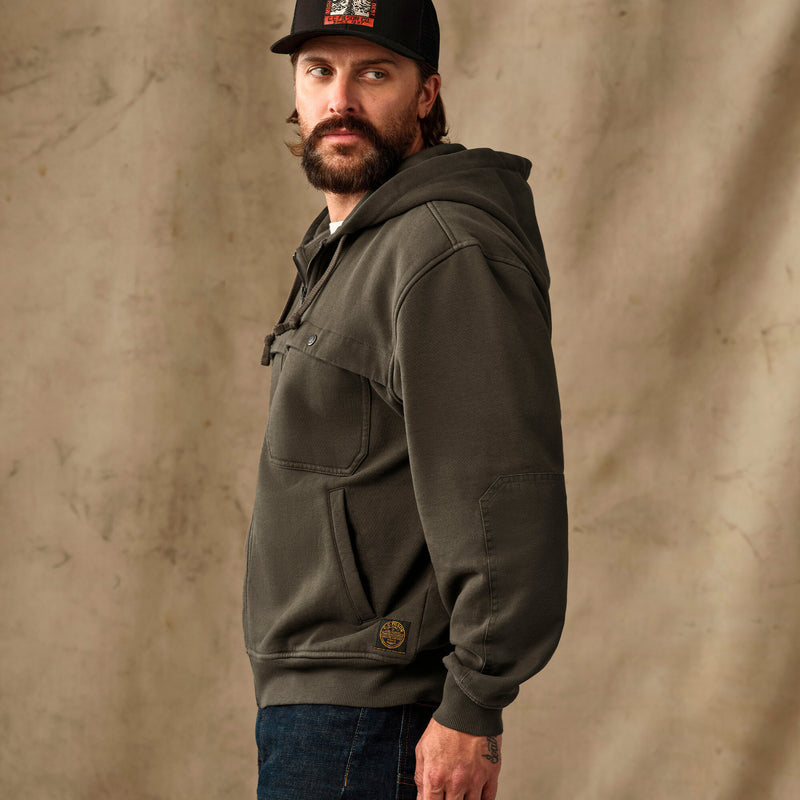 Field knit reinforced full-zip hoodie par Filson | Black olive (Brown)