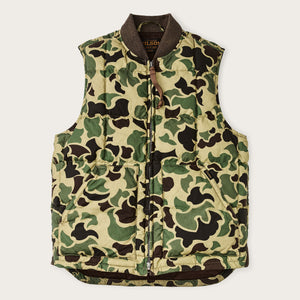 Waxed down vest by Filson | Tundra shrub camo (#32231e)