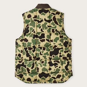 Waxed down vest by Filson | Tundra shrub camo (#32231e)