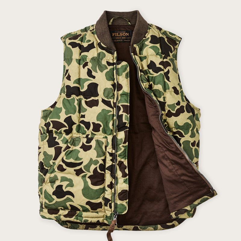 Waxed down vest by Filson | Tundra shrub camo (#32231e)