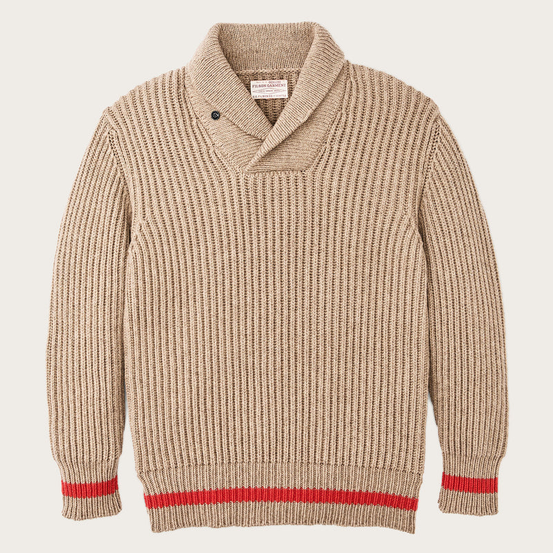 Bristol shawl neck sweater by Filson | Oatmeal heather / fl