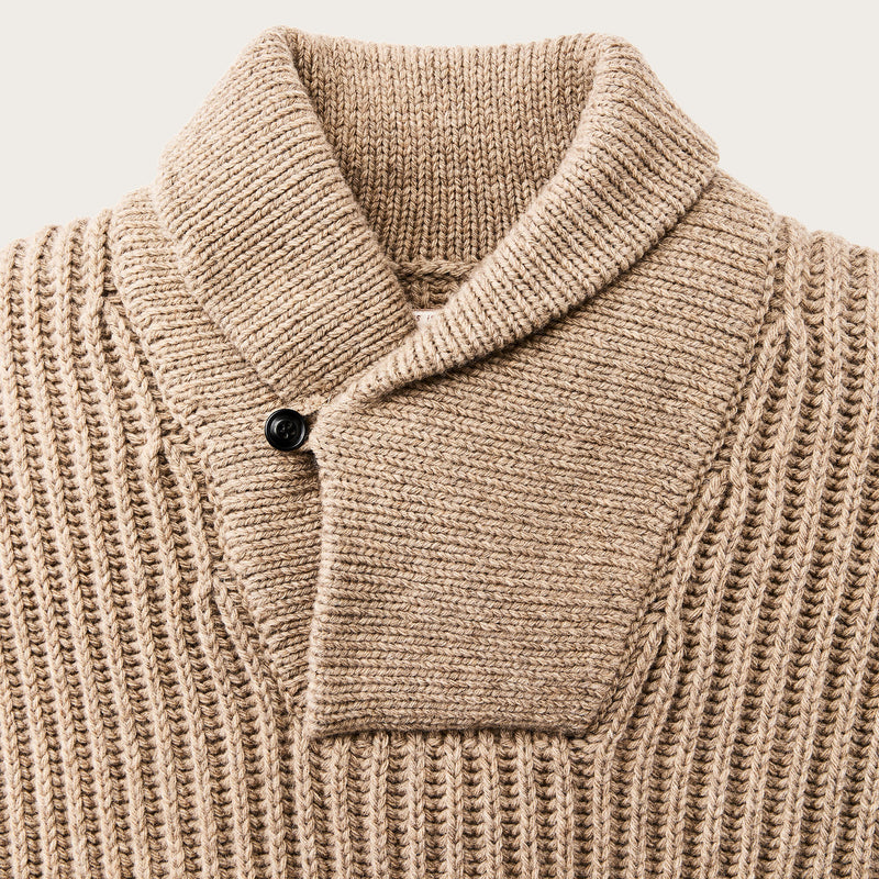 Bristol shawl neck sweater by Filson | Oatmeal heather / fl