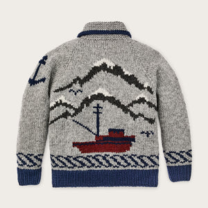 Handmade full-zip sweater di Filson | Heather gray / fishing boat (Gray)