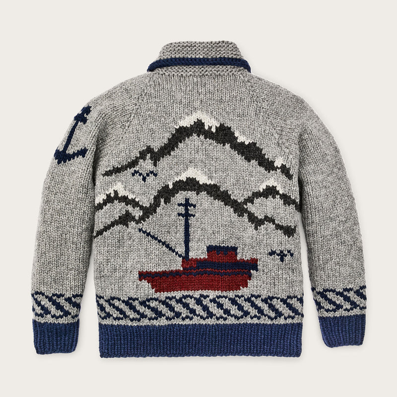 Handmade full-zip sweater di Filson | Heather gray / fishing boat (Gray)