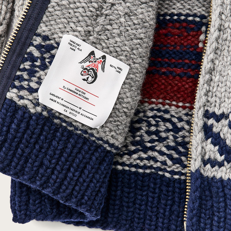 Handmade full-zip sweater di Filson | Heather gray / fishing boat (Gray)