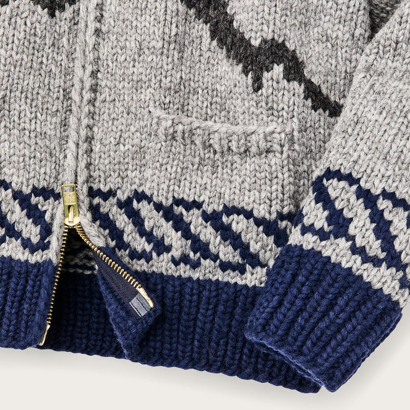 Handmade full-zip sweater di Filson | Heather gray / fishing boat (Gray)