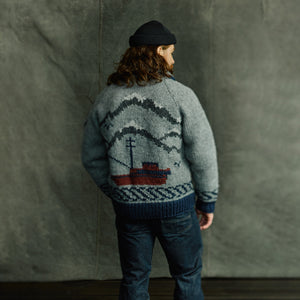 Handmade full-zip sweater di Filson | Heather gray / fishing boat (Gray)