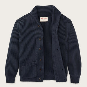 Fisherman rib cotton cardigan by Filson | Navy (Blue)