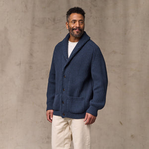 Fisherman rib cotton cardigan by Filson | Navy (Blue)