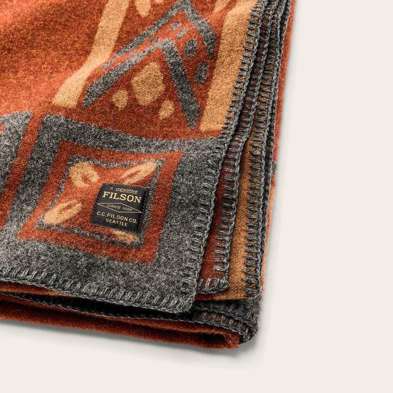 Jacquard wool-blend blanket von Filson | Heathered black / picante (Brown)