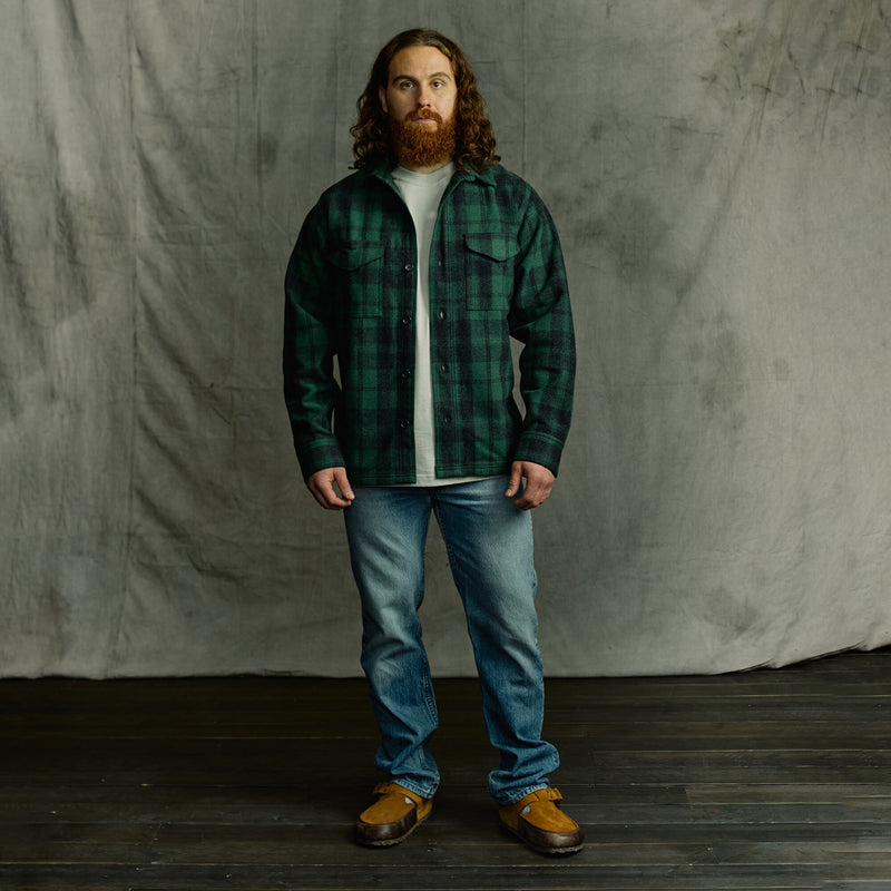 Surchemise jac-shirt en laine by Filson | Green / black plaid (Green)