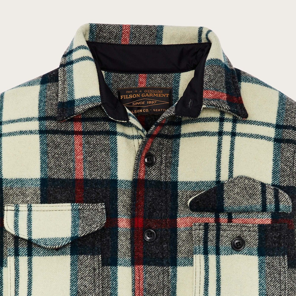 Mackinaw wool jac-shirt by Filson Cream multi plaid (Multicolour)