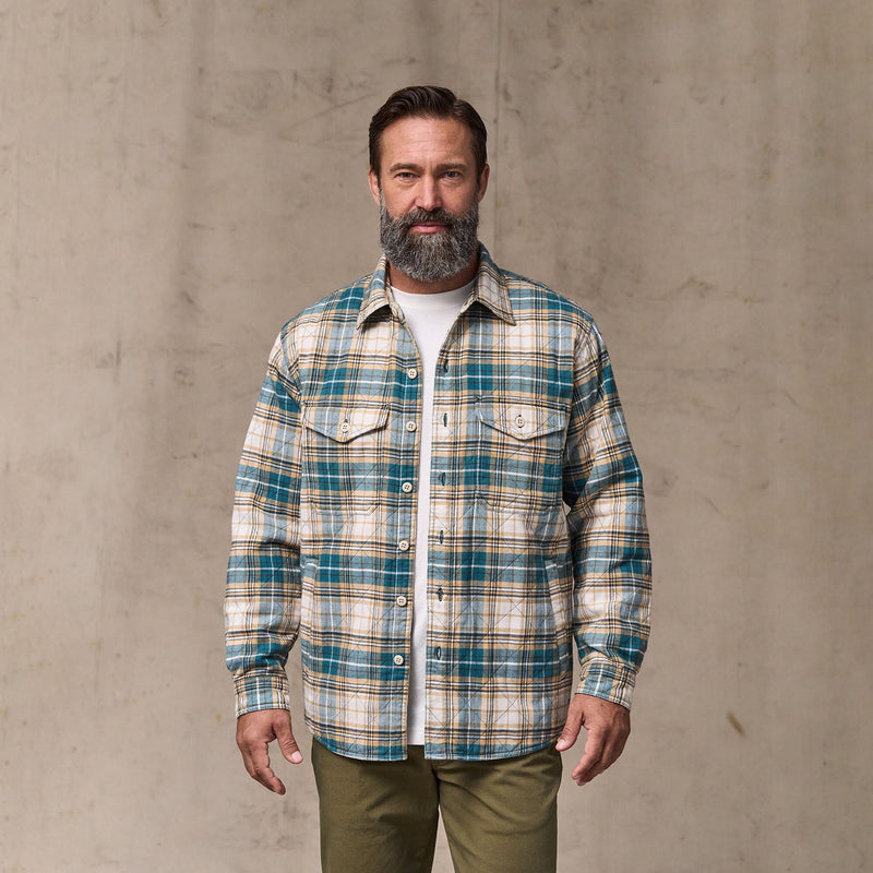 Insulated flannel jac-shirt par Filson | Teal / khaki plaid (Blue)