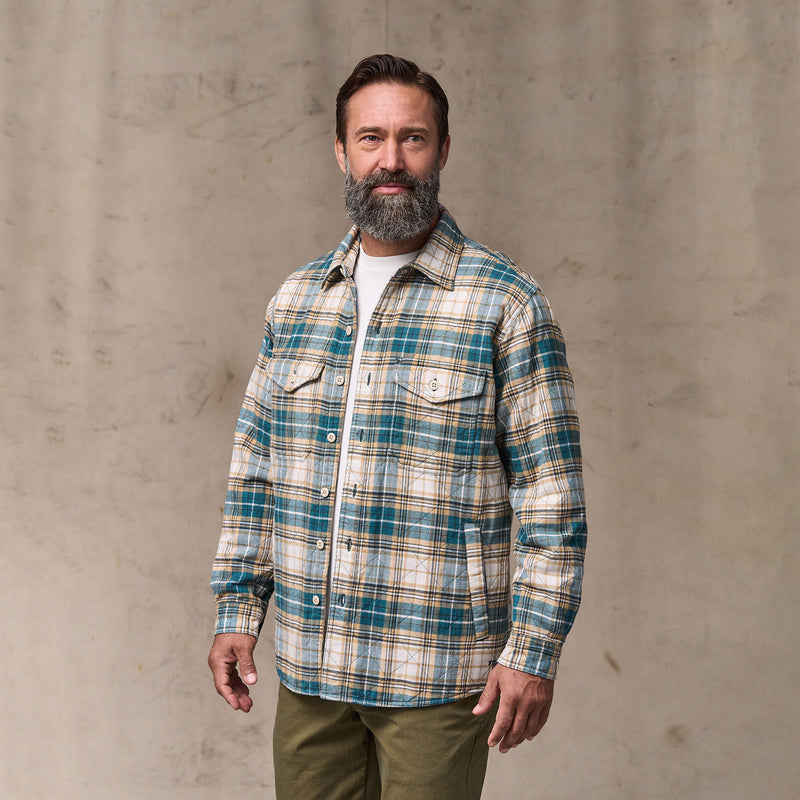 Insulated flannel jac-shirt par Filson | Teal / khaki plaid (Blue)