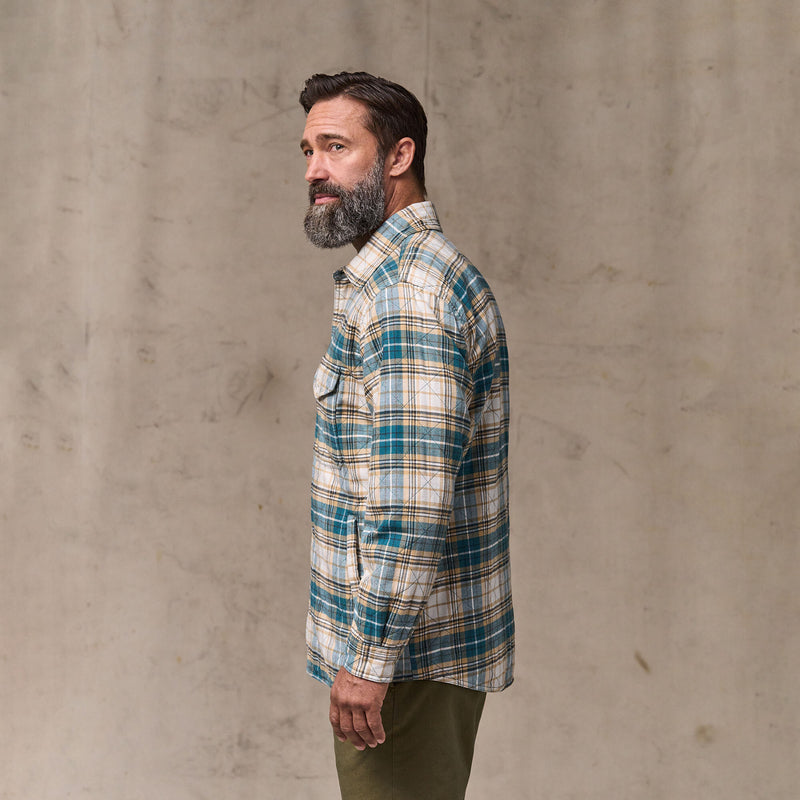Insulated flannel jac-shirt par Filson | Teal / khaki plaid (Blue)