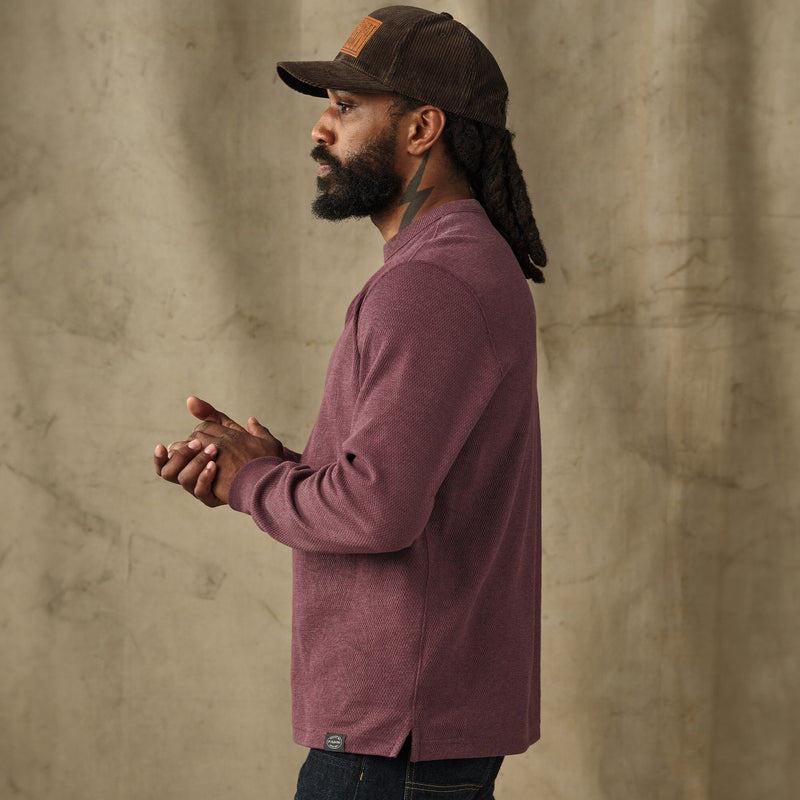 Waffle knit thermal crew von Filson | Dark port heather (Red)