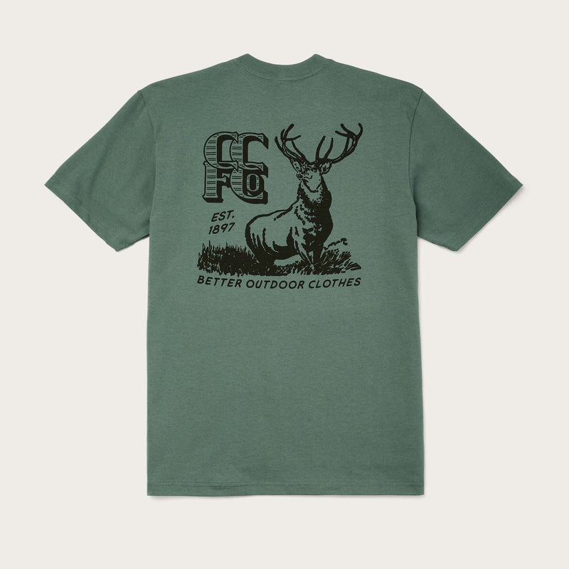 Pioneer graphic t-shirt by Filson | Balsam green stag (Green)