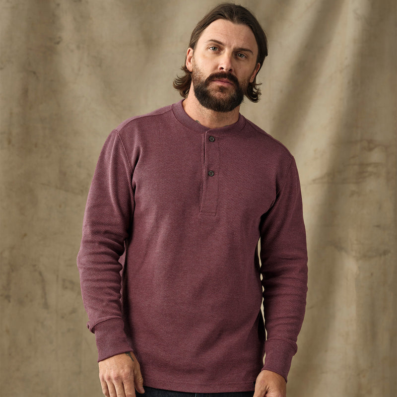 Waffle knit henley von Filson | Dark port heather (Red)