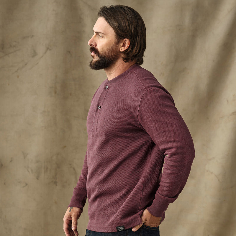 Waffle knit henley von Filson | Dark port heather (Red)