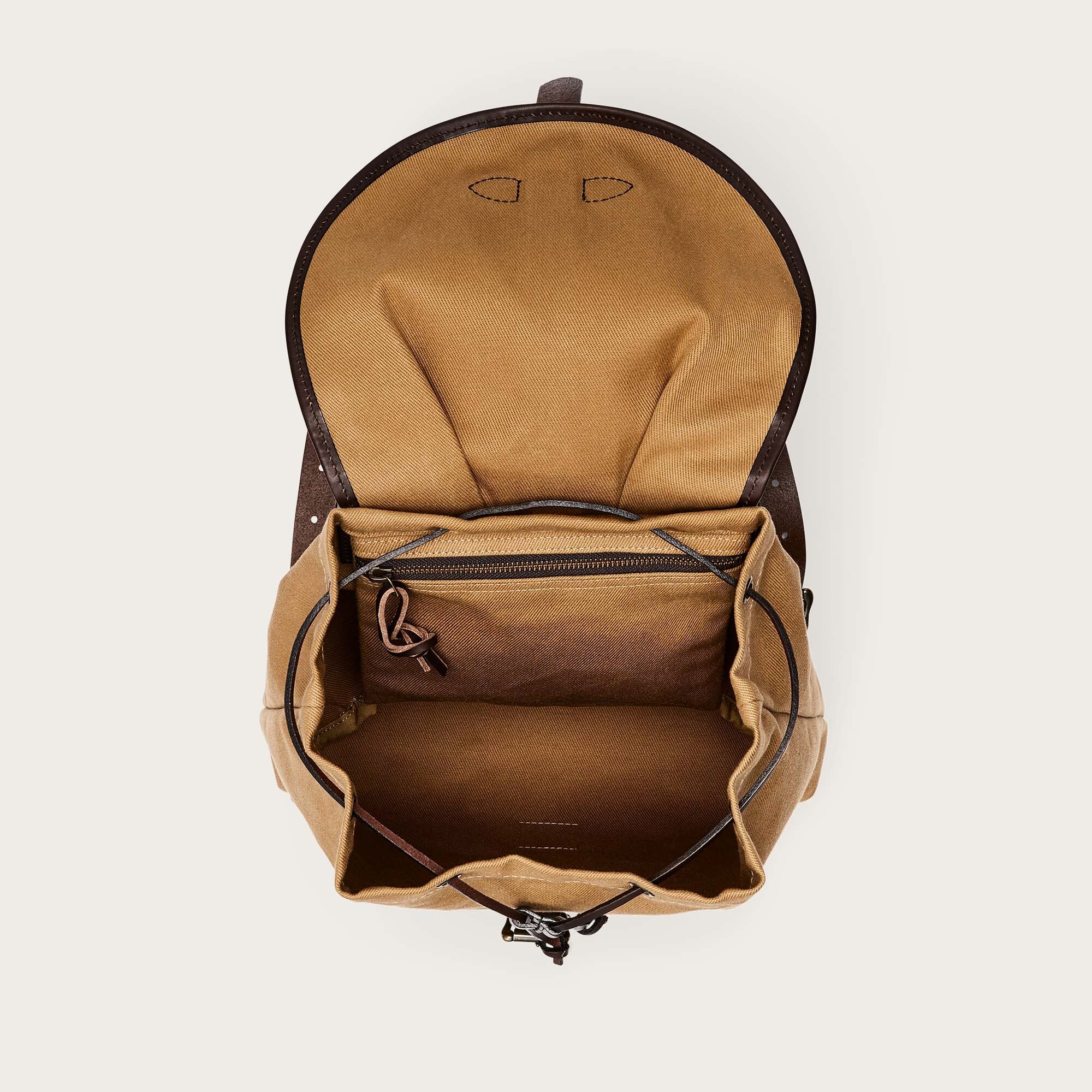 Drawstring Rugged Backpack Rugged twill drawstring backpack by Filson | Tan (Beige)