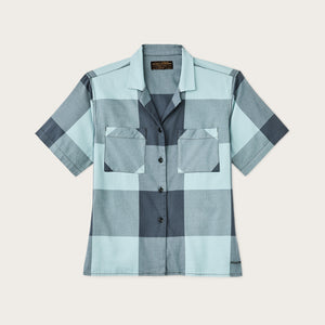 Women’s short sleeve twill camp shirt by Filson | Storm blue/ stone pl (Blue)