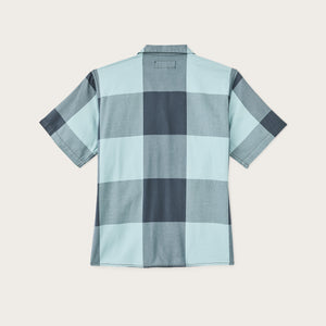 Women’s short sleeve twill camp shirt by Filson | Storm blue/ stone pl (Blue)