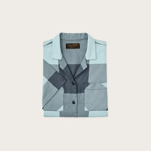 Women’s short sleeve twill camp shirt by Filson | Storm blue/ stone pl (Blue)