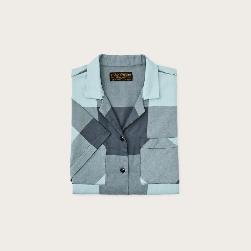 Women’s short sleeve twill camp shirt by Filson | Storm blue/ stone pl (Blue)