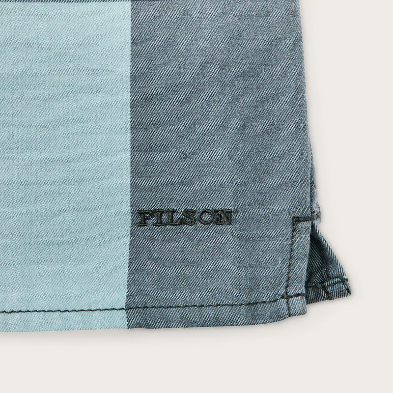 Women’s short sleeve twill camp shirt by Filson | Storm blue/ stone pl (Blue)