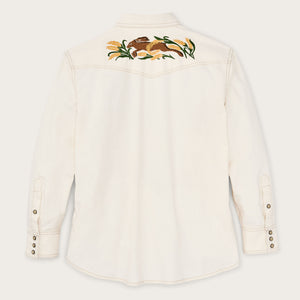 Women's embroidered western shirt by Filson | Natural seed (White)