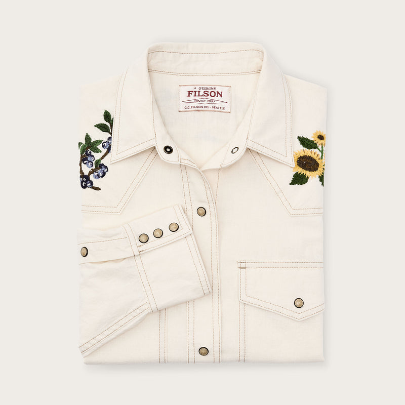 Women's embroidered western shirt by Filson | Natural seed (White)