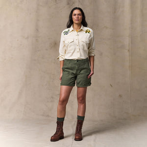 Women's embroidered western shirt by Filson | Natural seed (White)