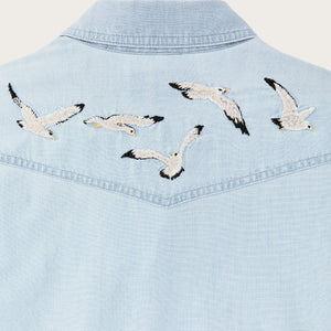 Women's embroidered western shirt par Filson | Light indigo (Blue)