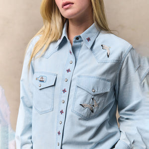 Women's embroidered western shirt par Filson | Light indigo (Blue)