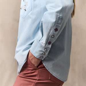 Women's embroidered western shirt par Filson | Light indigo (Blue)