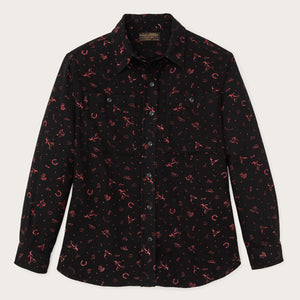 The women’s rangeland flannel shirt by Filson | Black / red western (Black)