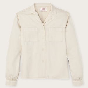 Women's long sleeve twill camp shirt par Filson | Cream (White)