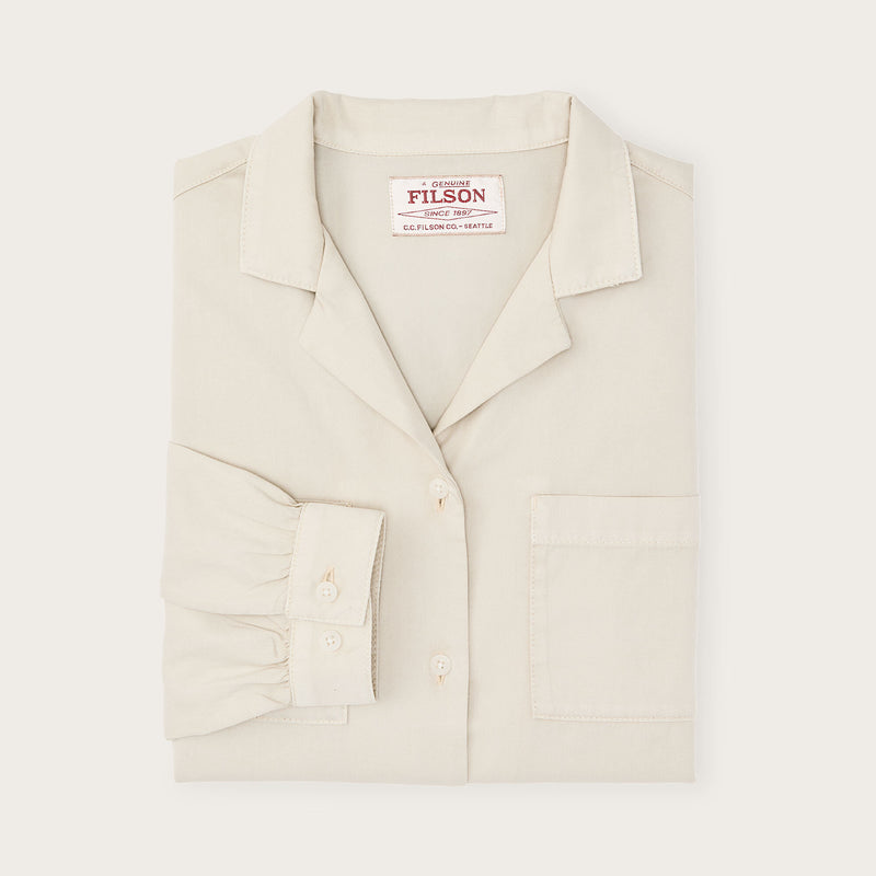 Women's long sleeve twill camp shirt par Filson | Cream (White)