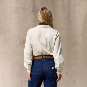 Women's long sleeve twill camp shirt par Filson | Cream (White)