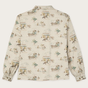 Women's long sleeve twill camp shirt von Filson | Desert green / print (Beige)