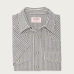 Women's short sleeve chambray western shirt von Filson | Indigo / natural (Gray)