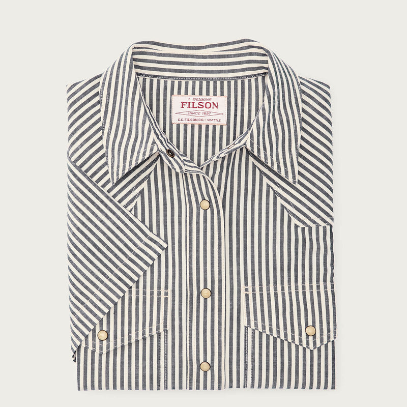 Women's short sleeve chambray western shirt von Filson | Indigo / natural (Gray)