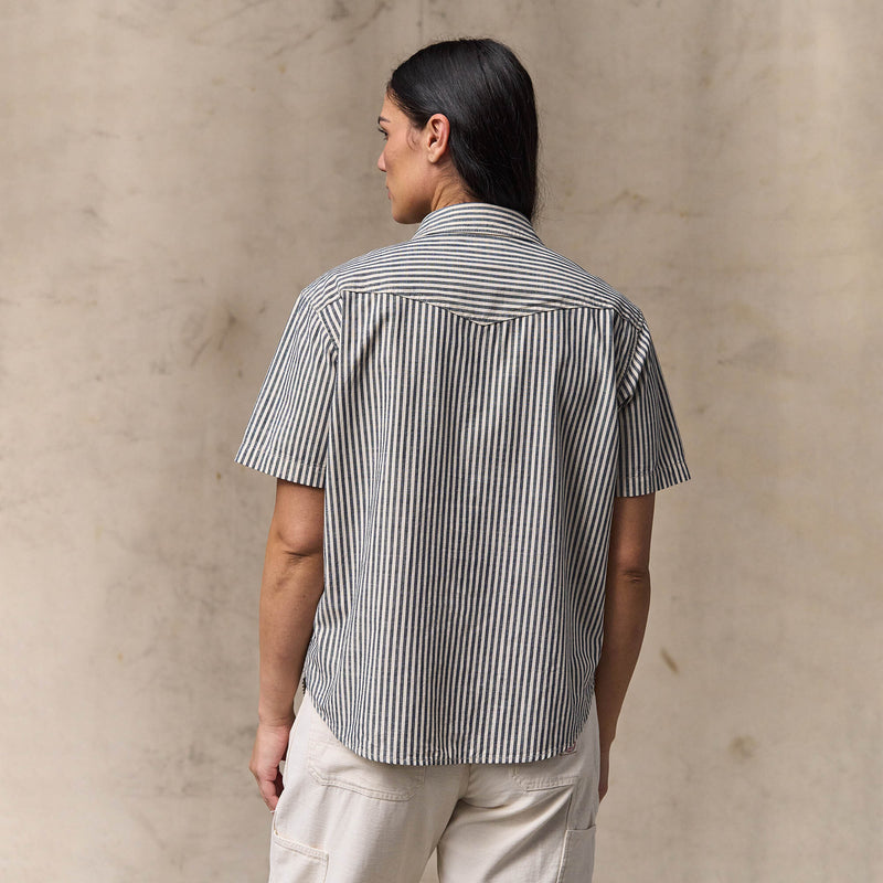 Women's short sleeve chambray western shirt von Filson | Indigo / natural (Gray)