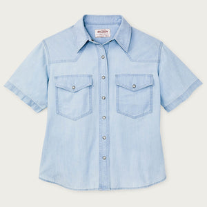 Women's short sleeve chambray western shirt von Filson | Light indigo (Blue)