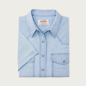 Women's short sleeve chambray western shirt von Filson | Light indigo (Blue)