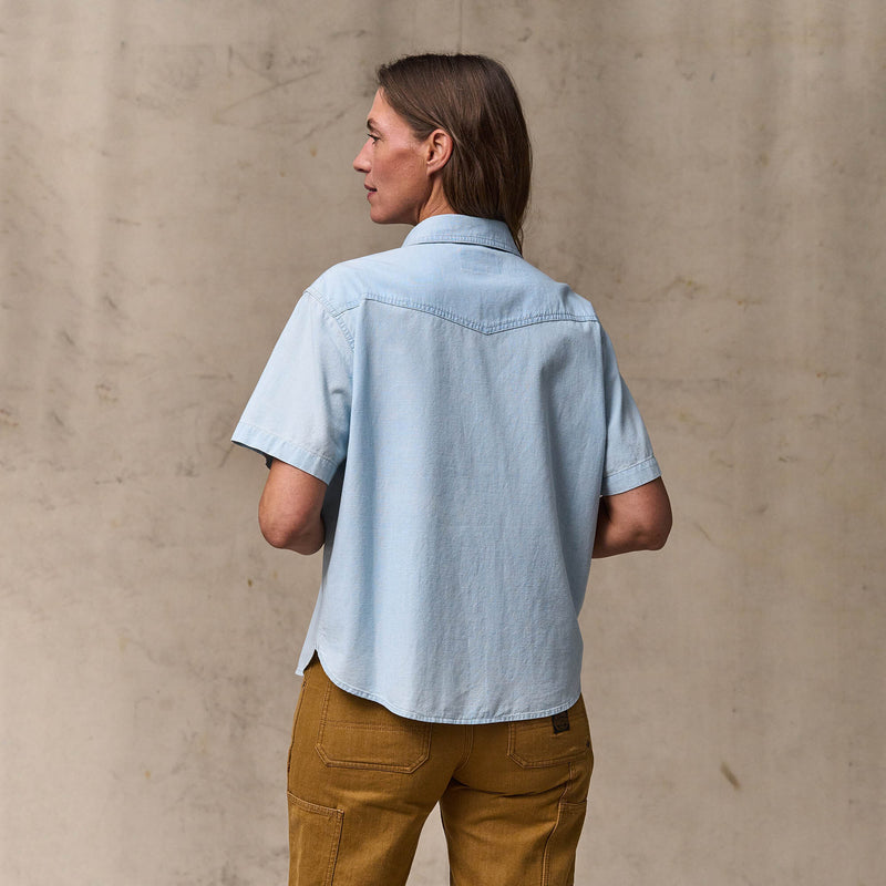 Women's short sleeve chambray western shirt von Filson | Light indigo (Blue)