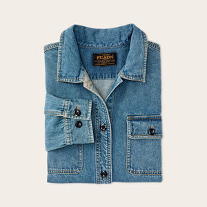 Women's embroidered denim shirt par Filson | Vintage indigo (Blue)