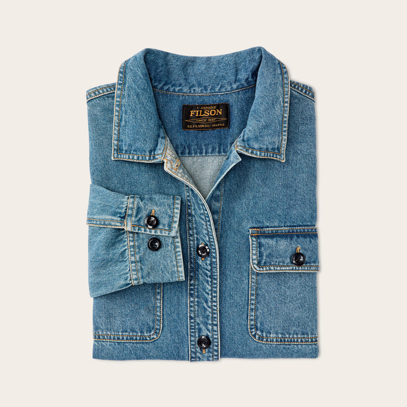 Women's embroidered denim shirt par Filson | Vintage indigo (Blue)